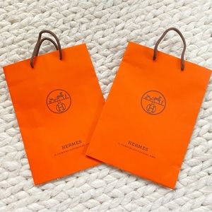 2 small Hermes shopping bags